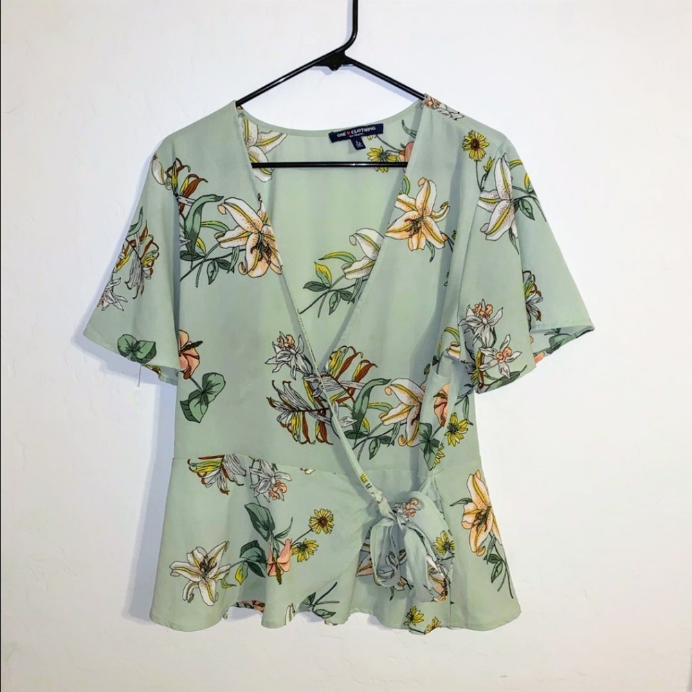 Floral Waist Tie Blouse